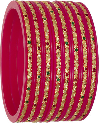 JOYERIA FASHIONS Plastic Gold-plated Bangle Set(Pack of 8)