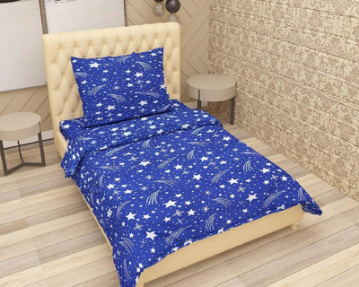 Genius Homes 180 TC Microfiber Single Printed Flat Bedsheet(Pack of 1, Blue)