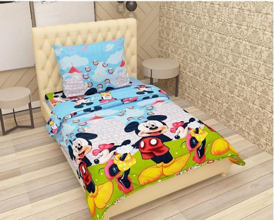 Genius Homes 180 TC Microfiber Single Abstract Flat Bedsheet(Pack of 1, Sky Blue)