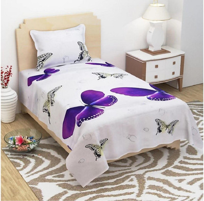 Genius Homes 180 TC Microfiber Single Abstract Flat Bedsheet(Pack of 1, Purple)