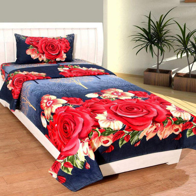 Genius Homes 180 TC Microfiber Single Printed Flat Bedsheet(Pack of 1, Dark Red)