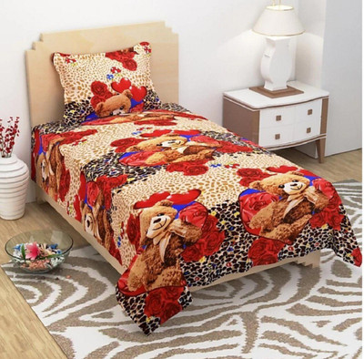 Genius Homes 180 TC Microfiber Single Printed Flat Bedsheet(Pack of 1, Brown)