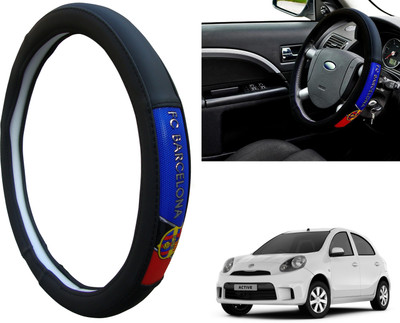 WolkomHome Steering Cover For Nissan Micra Active(Black, Red, Blue, Leatherite)