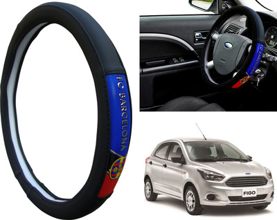 WolkomHome Steering Cover For Ford Figo(Black, Red, Blue, Leatherite)