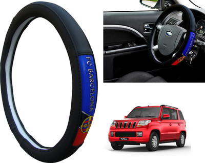 WolkomHome Steering Cover For Mahindra TUV-300(Black, Red, Blue, Leatherite)