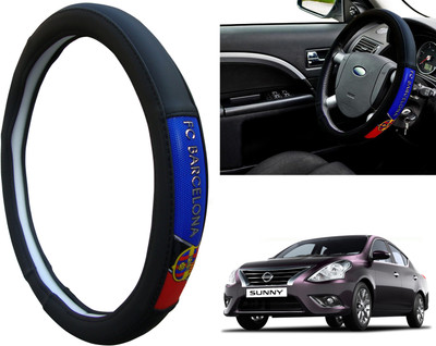 WolkomHome Steering Cover For Nissan Sunny(Black, Red, Blue, Leatherite)