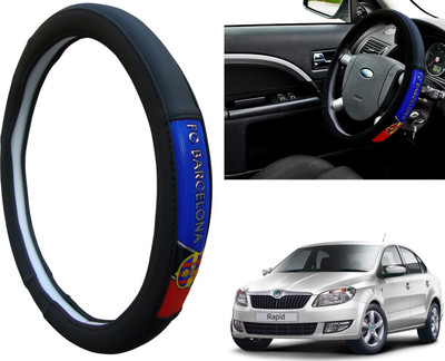 WolkomHome Steering Cover For Skoda Rapid(Black, Red, Blue, Leatherite)