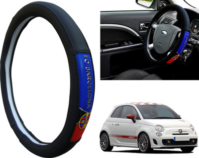 WolkomHome Steering Cover For Fiat 500 Abarth(Black, Red, Blue, Leatherite)