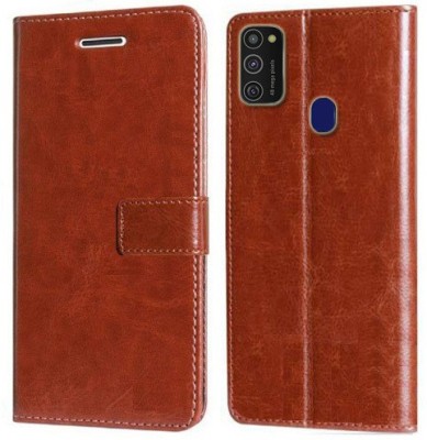 Krofty Flip Cover for Samsung Galaxy M21, Samsung Galaxy M30s(Brown, Dual Protection, Pack of: 1)
