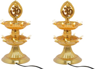 Satguru Sales 2 Layer Electric Diya Lamp LED Lights for Puja/Home Temple Plastic (Pack of 2) Table Diya(Height: 11 inch)