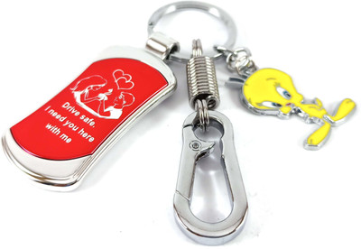 HANDSOME ISK Drive Safe I Need You Here with Me Couple Love Stainless Steel with Tweety locking hook Key Chain Key Chain