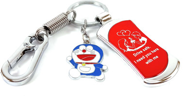 SHOKY LOOKS Drive Safe I Need You Here with Me Couple Love Stainless Steel with Doremon locking hook Key Chain