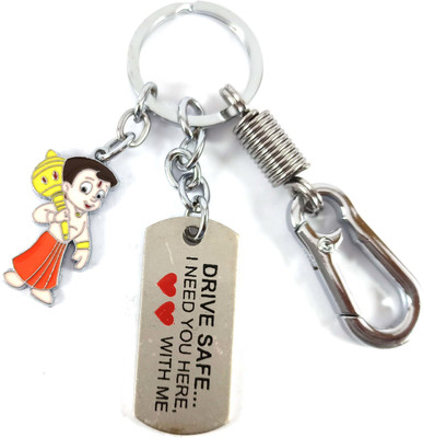 SHOKY LOOKS Silver Metal Drive Safe with Bhim locking hook Key Chain