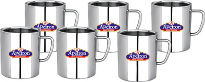Apeiron Stainless Steel Tea & Coffee Stainless Steel Coffee Mug(300 ml, Pack of 6)
