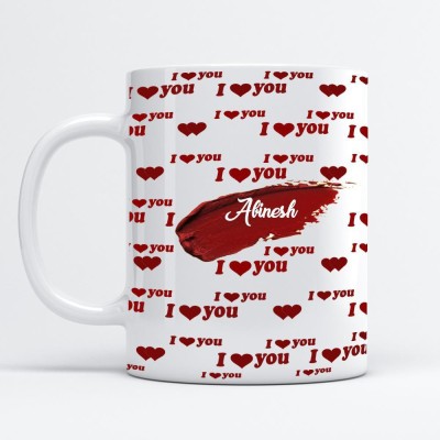 Beautum I Love You Abinesh Printed White Ceramic Coffee Mug(350 ml)