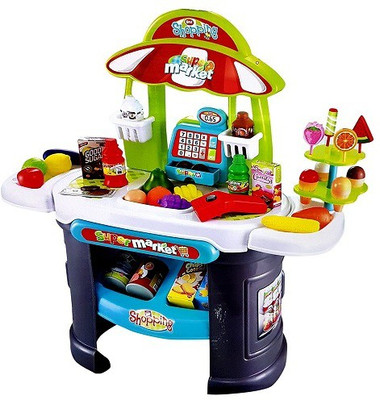 Shivdra traders 61 Pcs Supermarket Ice Cream Shop with Sound Effects and Playing Accessories