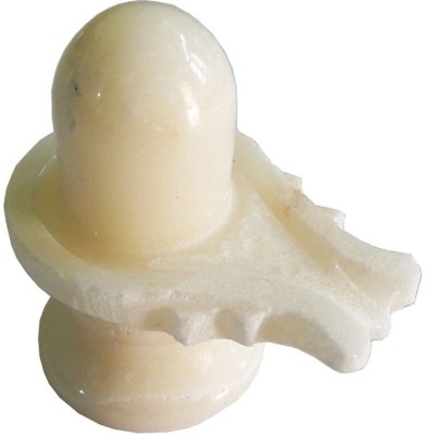 PUCHCHI Unique Handmade Antique White Marble Lord Shiva Lingam (5x5x2.5 cm) Decorative Showpiece  -  5 cm(Marble, Brown)