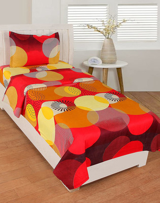 NIHAL VILLAS 140 TC Cotton Single Printed Flat Bedsheet(Pack of 1, Brown)