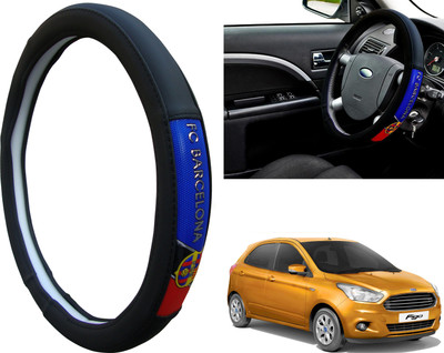 WolkomHome Steering Cover For Ford Figo(Black, Red, Blue, Leatherite)