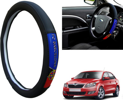 WolkomHome Steering Cover For Skoda Rapid(Black, Red, Blue, Leatherite)