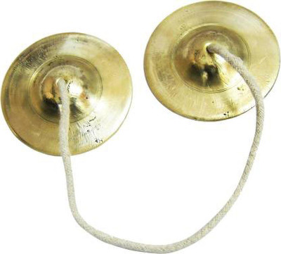 mPix Manjeera/MANJIRA BRASS PAIR WITH White COTTON STRING INDIAN MUSICAL INSTRUMENT Kartal Instrument