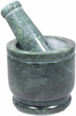 salvusappsolutions Green Greaynite Okhli Musli/Mortar Pestle Chopper Set for Home Use Unique Item As Grinding and Mixing - 4 Inch Marble Masher(Pack of 2)