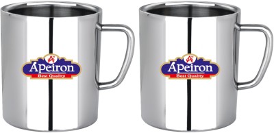 Apeiron Stainless Steel Tea & Coffee (Set of 2) Stainless Steel Coffee Mug(300 ml, Pack of 2)