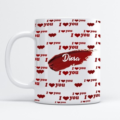 Beautum I Love You Diosa Printed White Ceramic Coffee Mug(350 ml)