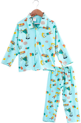 ANIXA Boys & Girls Printed Multicolor Night Suit Set
