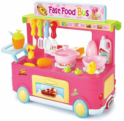Shivdra traders Baby Toy Set Kitchen Playset Fast Food Bus | Baby Cookware Play