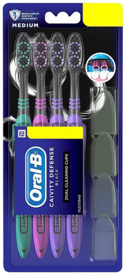 Oral B Cavity Defense 123 Black Toothbrush Medium 4 Pc Pack Medium Toothbrush(4 Toothbrushes)