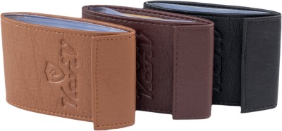 Keviv Men Casual Tan, Black, Brown Artificial Leather Card Holder(6 Card Slots, Pack of 3)