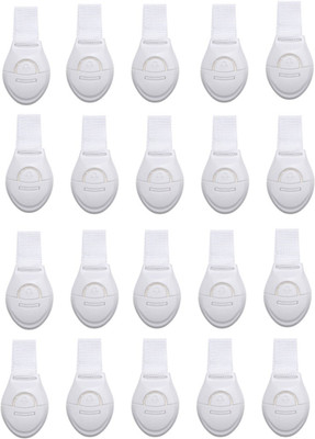 Orcoa Home Use Safety Security Strap Locks for Cabinets, Drawers, Cupboards and Refrigerators,Infant/Kid's Hand and Finger Protector (White Colour) (Pack of 20)(White)