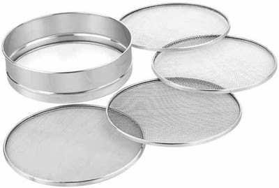 SANMAN Stainless Steel Atta/Wheat/Maida/Porridge interchangable Sieves 4 In 1 Strainer Strainer(Steel Pack of 1)