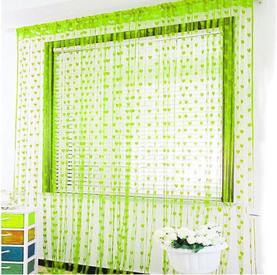 Shine Creation 210 cm (7 ft) Door Polyester Transparent Curtain (Pack Of 2)(Green, Self Design)