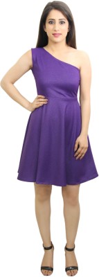 CRAZEVILLA Women Skater Purple Dress