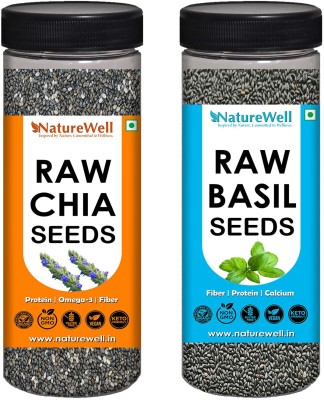 Naturewell Combo Pack of Chia Seed and Basil Seed Chia Seeds, Basil Seeds(400 g, Pack of 2)