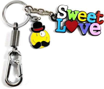 HANDSOME ISK Multicolor Sweet Love with Mustache smiley silver locking hook Key Chain
