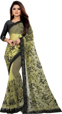 Matangi Exporter Embroidered Bollywood Net Saree(Light Green)