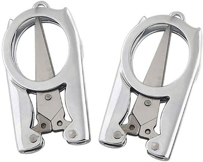 LAMRA Folding Scissors Small Scissors(Set of 2, Silver)