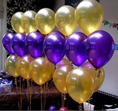 Viraat Solid Celebration Balloon(Purple, Gold, Pack of 50)