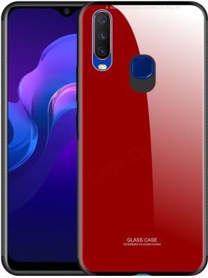CASE CREATION Back Cover for Vivo Y17 | Luxurious Toughened Glass Back Shock Proof TPU Bumper Back Case(Red, Waterproof, Pack of: 1)