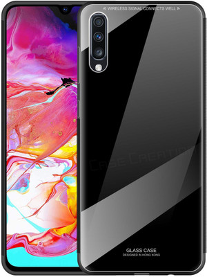 CASE CREATION Back Cover for Samsung Galaxy A70 , Hard Back Case Easy to Grip Shock Proof Glass Case, Black(Black, Dual Protection, Pack of: 1)