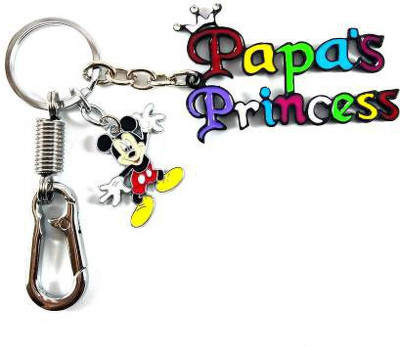 HANDSOME ISK Papa Princess Metal multicolor with mini mickey mouse silver locking Key Chain