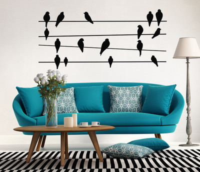 HAPPYSTICKY 90 cm Birds Removable Sticker(Pack of 1)