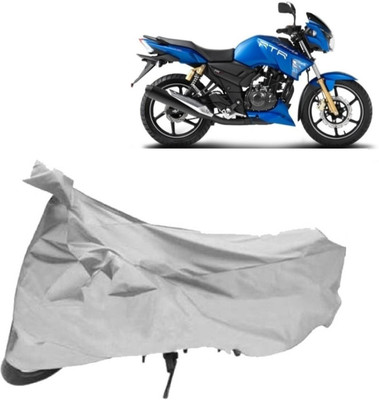 AutoKick Two Wheeler Cover for TVS(Apache, Silver)