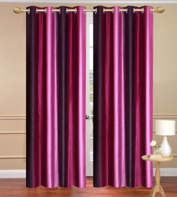 iDOLESHOP 274.5 cm (9 ft) Polyester Room Darkening Long Door Curtain (Pack Of 2)(Solid, Pink)