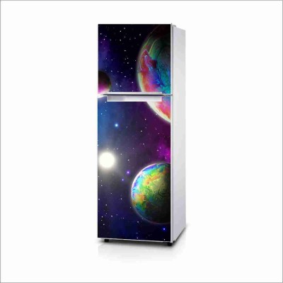 Printart 40 cm Earth And Solar System Fridge Sticker, Wallpaper, Warp, Skin, Decals Large Vinyl And 3D Stickers. Self Adhesive Sticker(Pack of 1)
