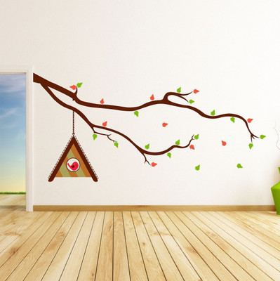 HAPPYSTICKY 120 cm Colorfull Birds Cages Removable Sticker(Pack of 1)