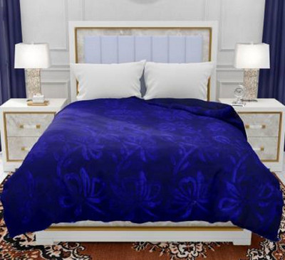 AUBORON Self Design Double Quilt for  Heavy Winter(Microfiber, Dark Blue)